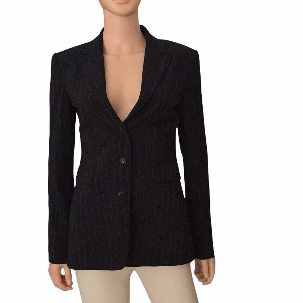 Vintage Elie Tahari black silver pinstriped blazer